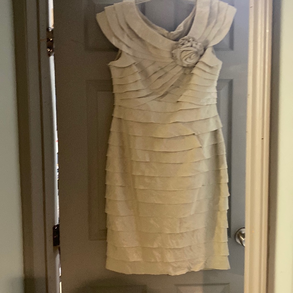 DressBarn collection light taupe dress.